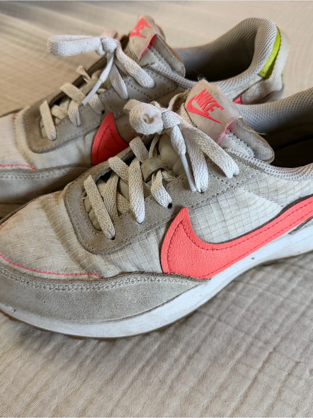 Nike Beige and Coral Low-Top Sneakers